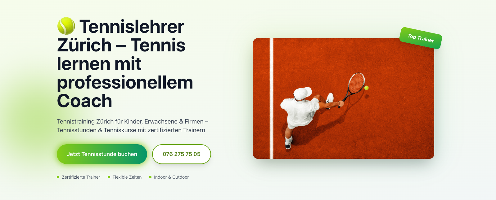Tennislehrer Webseite Screenshot